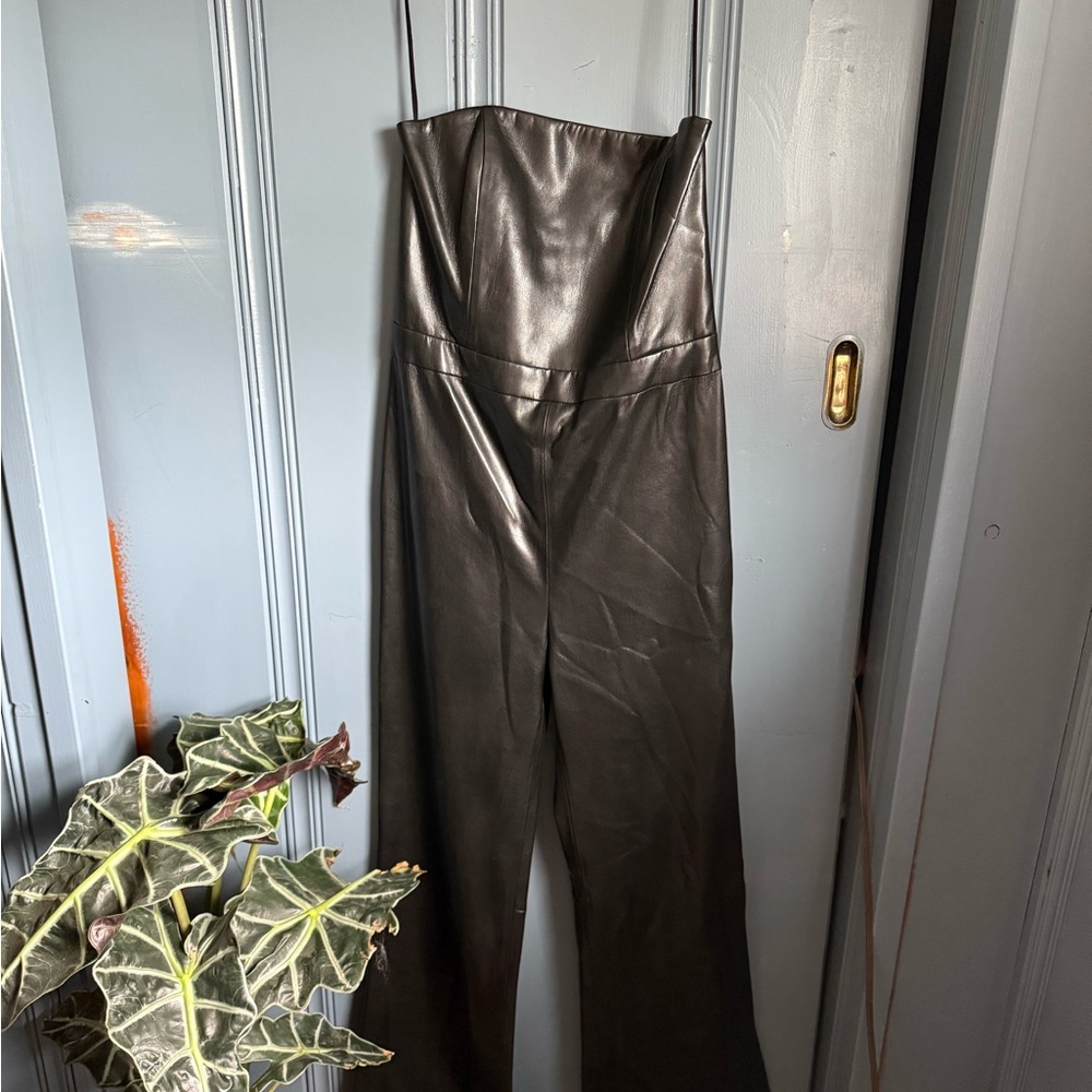 Alice + Olivia Black Strapless Jumpsuit Wide-Leg